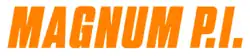 Italic text in orange lettering that reads "Magnum P.I."