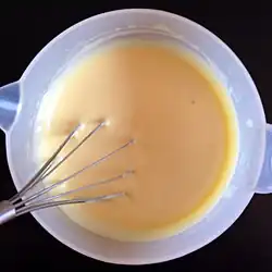 Mixture is whipped into a custard