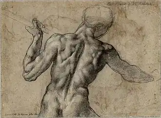 Male Back with a Lance in the upper background left off center