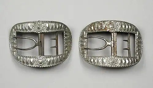 Man's cut steel shoe buckles, United States, 1780s. LACMA 42.16.23a-b.