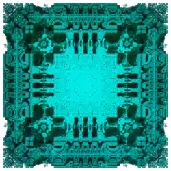 A three-dimensional Mandelbox fractal of scale 2.