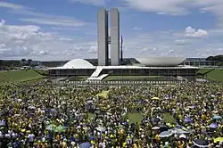 Protesters during an anti-government demonstration in front of the Congress, 13 March 2016