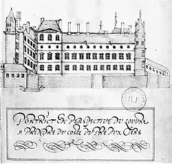The Louvre in an ink drawing by Jacques Cellier [fr], 1580s