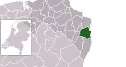 Highlighted position of Bellingwedde in a municipal map of Groningen