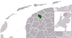 Highlighted position of Leeuwarderadeel in a municipal map of Friesland
