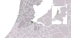 Highlighted position of Diemen in a municipal map of North Holland