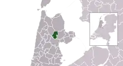 Highlighted position of Opmeer in a municipal map of North Holland