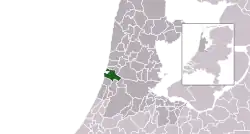 Highlighted position of Velsen in a municipal map of North Holland