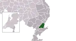 Highlighted position of Roermond in a municipal map of Limburg