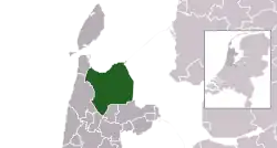 Highlighted position of Hollands Kroon in a municipal map of North Holland
