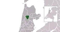 Highlighted position of Dijk en Waard in a municipal map of North Holland