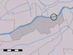 The village (dark green) and the statistical district (light green) of Waal in the former municipality of Liesveld.