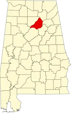 State map highlighting Blount County