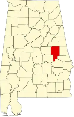 State map highlighting Tallapoosa County