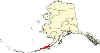 State map highlighting Aleutians East Borough