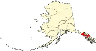 Map of Alaska highlighting Hoonah-Angoon Census Area