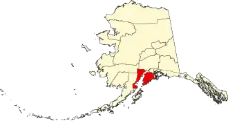 State map highlighting Kenai Peninsula Borough
