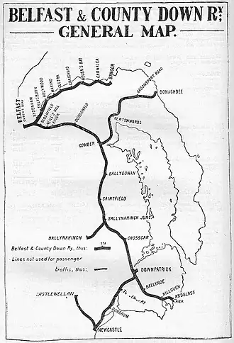 Map of Belfast & County Down Railway 1926