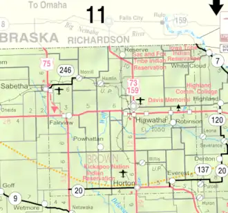 KDOT map of Brown County (legend)