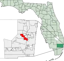 Location of Lauderhill in Broward County, Florida