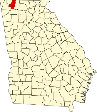 State map highlighting Whitfield County