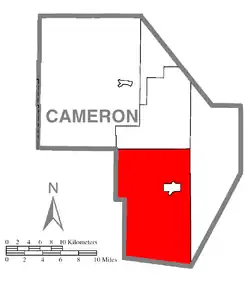 Map of Cameron County, Pennsylvania highlighting Gibson Township
