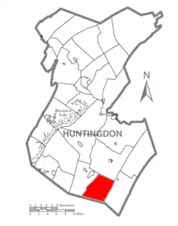 Map of Huntingdon County, Pennsylvania Highlighting Springfield Township