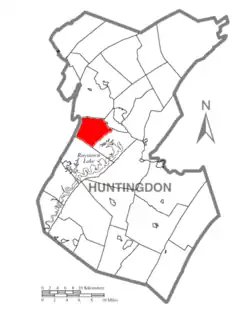 Map of Huntingdon County, Pennsylvania Highlighting Walker Township