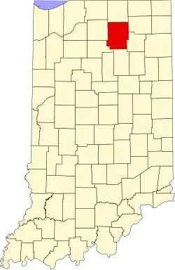 State map highlighting Kosciusko County