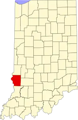 Sullivan County's location in Indiana