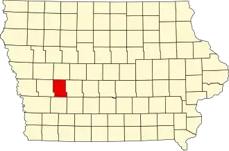 State map highlighting Audubon County