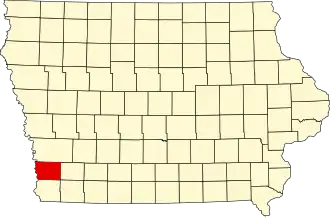 State map highlighting Mills County