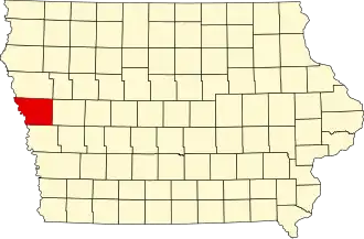 State map highlighting Monona County