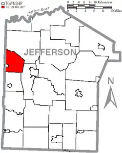 Map of Jefferson County, Pennsylvania Highlighting Union Township