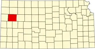 Map of Kansas highlighting Logan County