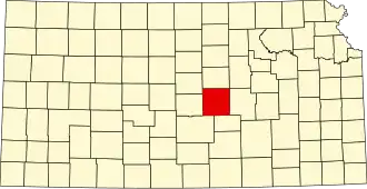 Map of Kansas highlighting McPherson County