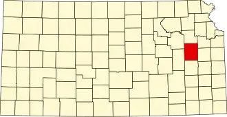 Map of Kansas highlighting Osage County