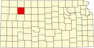 Map of Kansas highlighting Sheridan County
