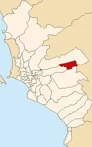 Location of Chaclacayo in the Lima province