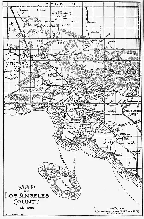 Tropico on a map of Los Angeles County published October 1893 for the World's Columbian Exposition