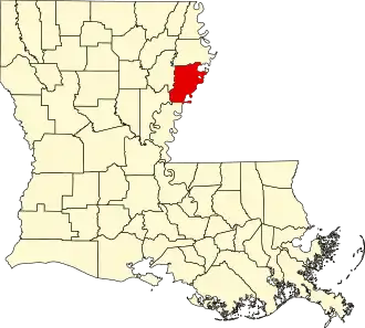 Map of Louisiana highlighting Tensas Parish