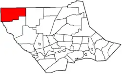 Brown Township highlighted in red on a map of Lycoming County