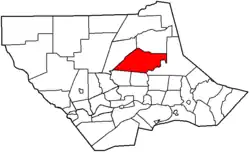 Gamble Township highlighted in red on a map of Lycoming County
