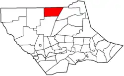 Jackson Township highlighted in red on a map of Lycoming County