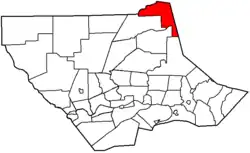 McNett Township highlighted in red on a map of Lycoming County