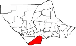 Washington Township highlighted in red on a map of Lycoming County