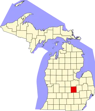 State map highlighting Shiawassee County