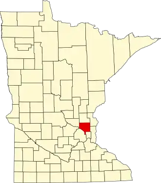 State map highlighting Anoka County