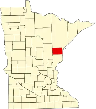 State map highlighting Carlton County
