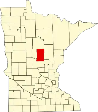 State map highlighting Crow Wing County